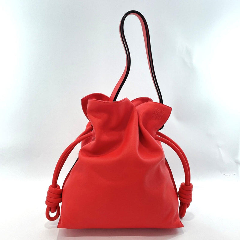 LOEWE Shoulder Bag Flamenco knot leather Red Women Used – JP