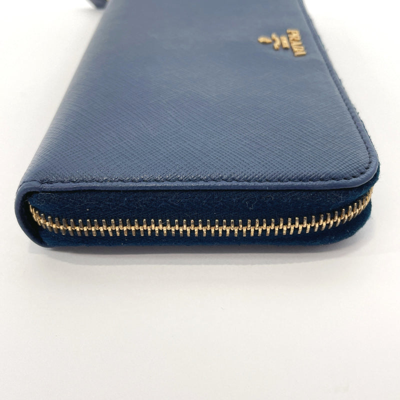 PRADA purse Round zip Safiano leather Navy Gold Hardware Women Used