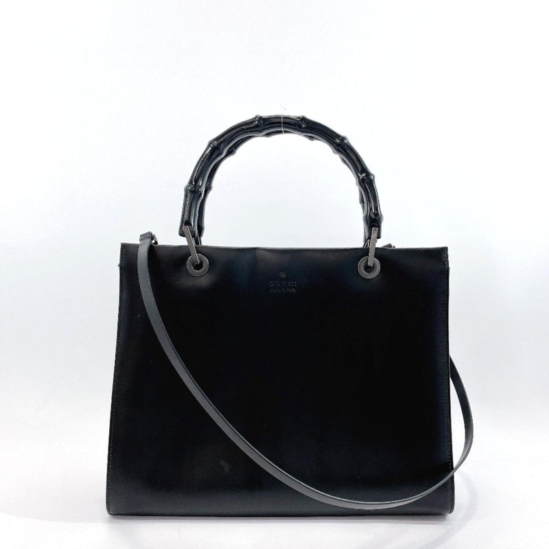 GUCCI Handbag 002.1016 Bamboo 2way leather/Bamboo Black Women Used - JP-BRANDS.com