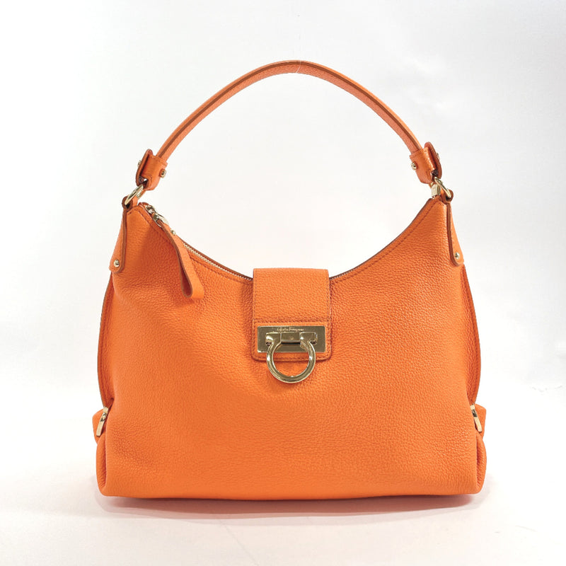 Salvatore Ferragamo Shoulder Bag EZ-21 E654 Gancini leather Orange Gold  Hardware Women Used