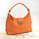Salvatore Ferragamo Shoulder Bag EZ-21 E654 Gancini leather Orange Gold Hardware Women Used