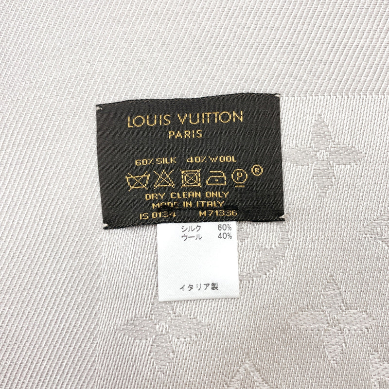 LOUIS VUITTON Logo Scarf Stall Shawl 60% Silk 40% Wool Monogram