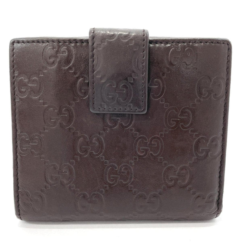 GUCCI wallet 112664 Double Sided Sima leather Dark brown Women Used - JP-BRANDS.com