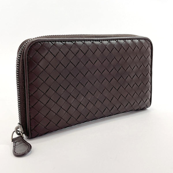 BOTTEGAVENETA purse 114076 Intrecciato Zip Around leather Brown unisex Used - JP-BRANDS.com