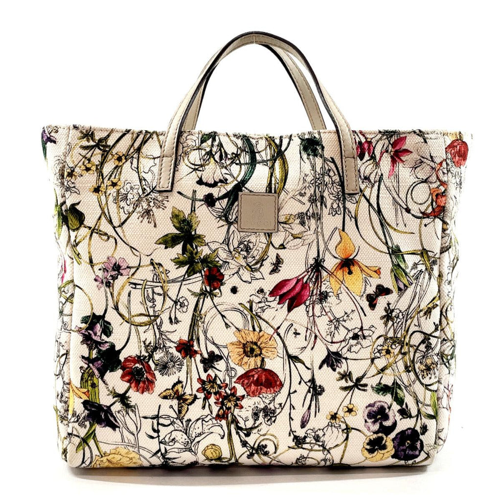 GUCCI Tote Bag 284721 Floral print tote Kids line canvas/leather cream  Women Used