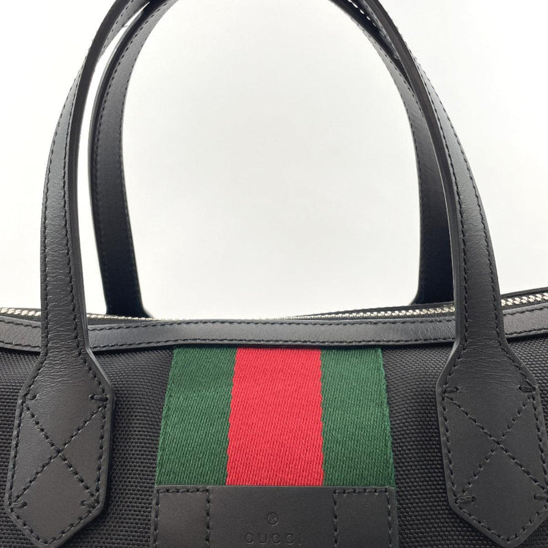 Gucci bag men black canvas leather 630921 shoulder sherry webbing line