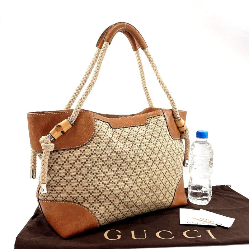 GUCCI Tote Bag 257058 Bamboo canvas/leather Brown Women Used - JP-BRANDS.com
