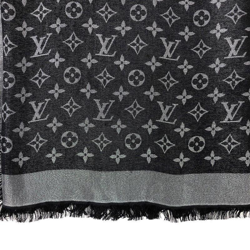 LOUIS VUITTON scarf M75123 Shawl monogram shine/Rayon/wool Black