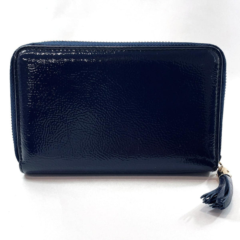GUCCI purse 351486 Zip Around Interlocking G Patent leather Navy Women –