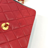 CHANEL Shoulder Bag Mini Materasse Chain Shoulder lambskin Red Red Women Used