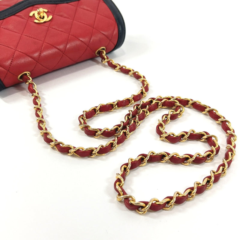 CHANEL Shoulder Bag Mini Materasse Chain Shoulder lambskin Red Red Wom –