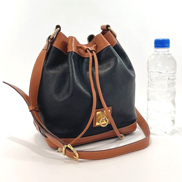 CELINE Shoulder Bag vintage leather Black Black Women Used