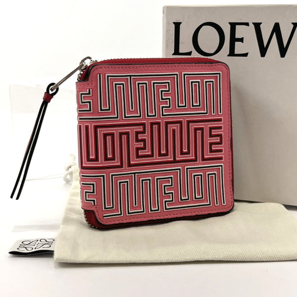 LOEWE wallet 130.30.M88 Maze Square Zip leather Red Red Women Used