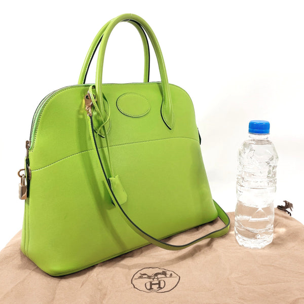 HERMES Handbag Bolide 35 Vogarribar green green 〇XCarved seal Women Used