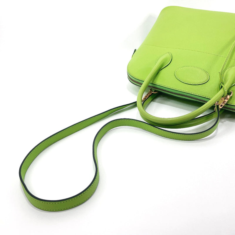 HERMES Handbag Bolide 35 Vogarribar green green 〇XCarved seal Women Used