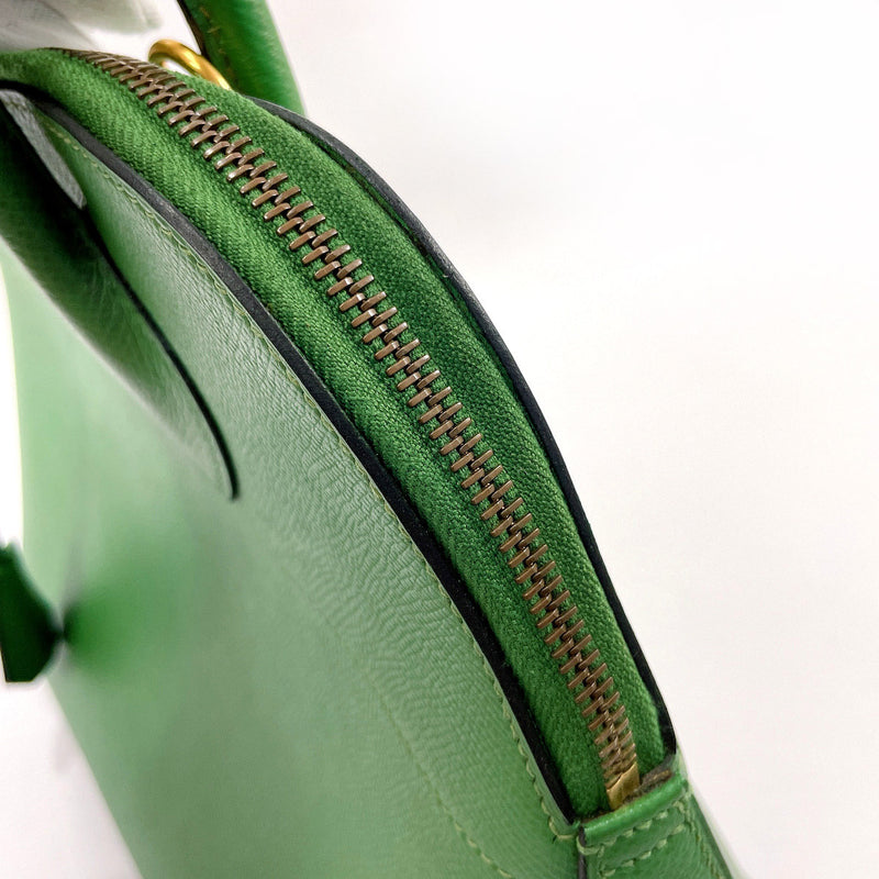 HERMES Handbag Bolide 31 Courchevel green □CCarved seal Women Used –