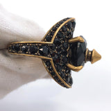 GUCCI Ring Black swarovski crystal metal 15 gold black □G mens Used - JP-BRANDS.com