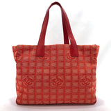 CHANEL Tote Bag New Travel Line MM Nylon Red Women Used