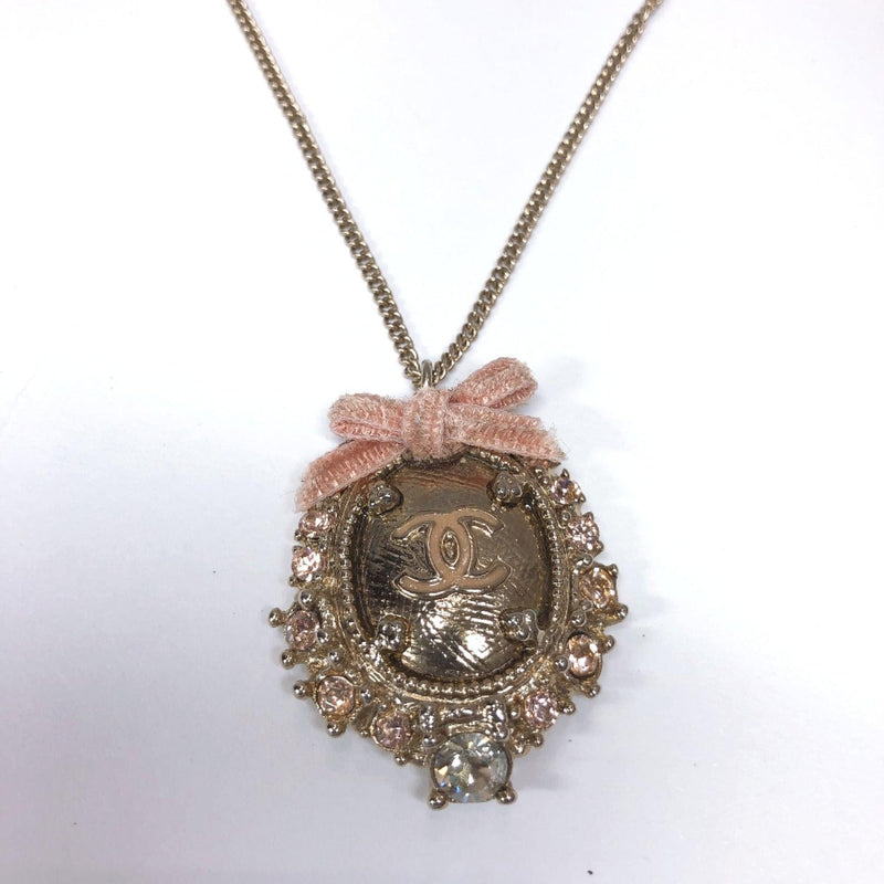 CHANEL Necklace 08C COCO Mark Rhinestone metal gold pink Women Used –