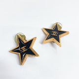 CHANEL Earring Star-shaped COCO Mark metal gold black 01PCarved seal Women Used - JP-BRANDS.com
