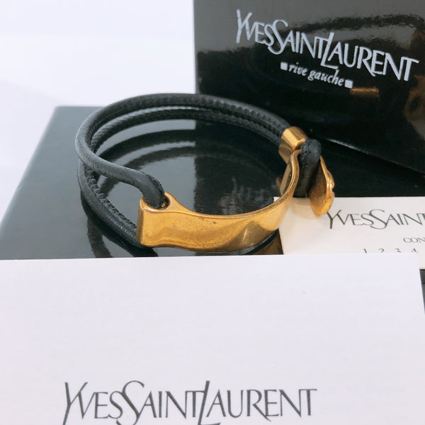 Yves Saint Laurent rive gauche Bangle leather/metal black gold Women Used