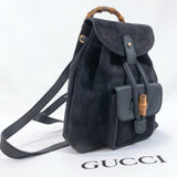GUCCI Backpack Daypack Bamboo Mini Backpack Suede Navy Women Used - JP-BRANDS.com