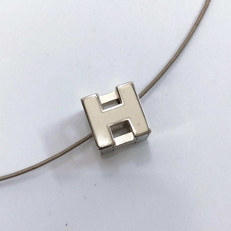 HERMES Necklace H cube White collar metal white Silver Women Used - JP-BRANDS.com