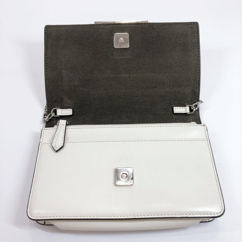 FENDI Shoulder Bag 8M0346-9JP Chain wallet Flower studs leather white –