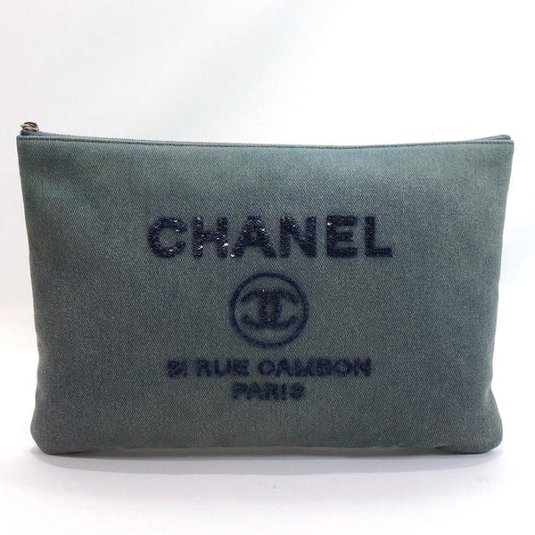 CHANEL Clutch bag A80117 Deauville Sequin denim blue Women Used - JP-BRANDS.com