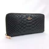 COACH purse Zip Around Embossed leather leather black Gold Hardware Women Used - JP-BRANDS.com