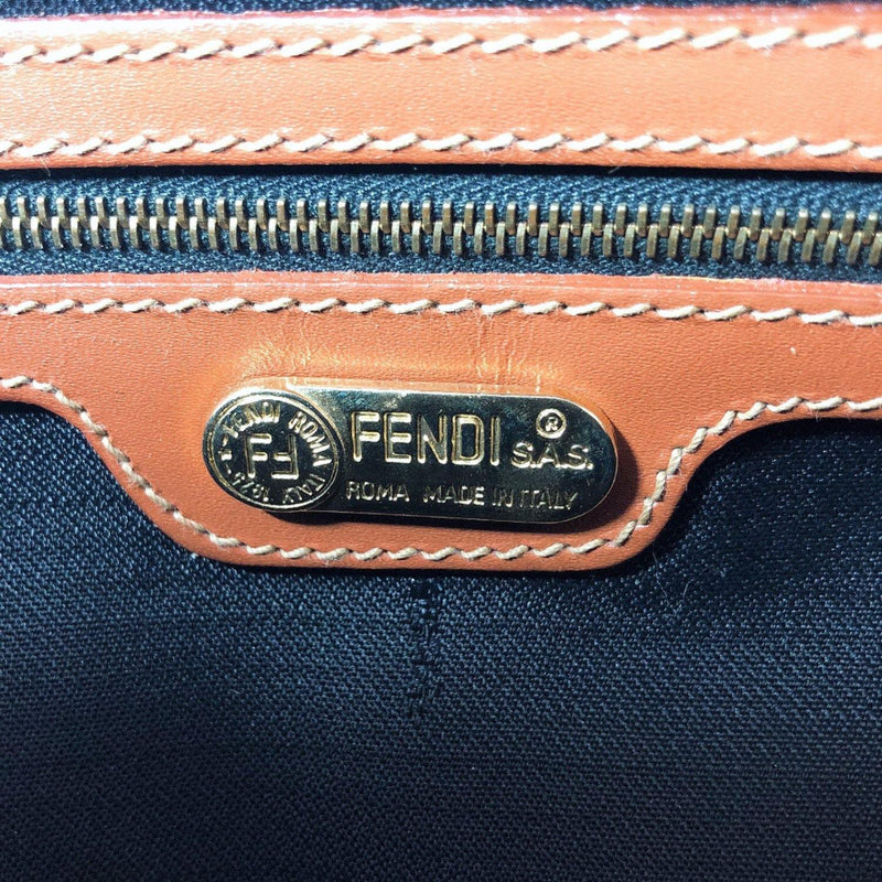 FENDI Boston bag Pekan PVC/leather Brown khaki Women Used - JP-BRANDS.com