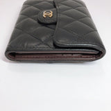 CHANEL Tri-fold wallet Matelasse lambskin black Women Used - JP-BRANDS.com