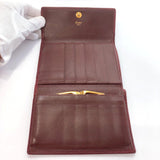 CARTIER Tri-fold wallet Must Line leather wine-red gold Women Used - JP-BRANDS.com