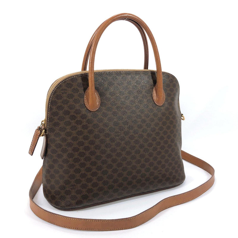 Celine Brown Macadam Pattern PVC/Leather Italy Travel Bag Celine