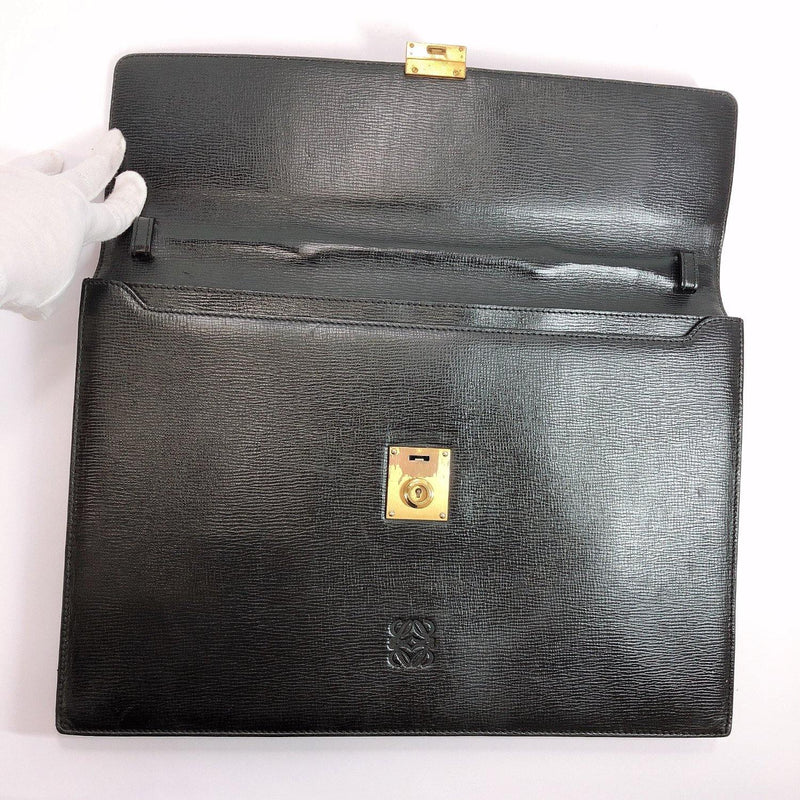 LOEWE Business bag vintage Anagram logo leather black mens Used - JP-BRANDS.com