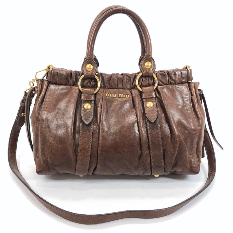 MIUMIU Handbag 2way leather Brown Gold Hardware Women Used - JP-BRANDS.com