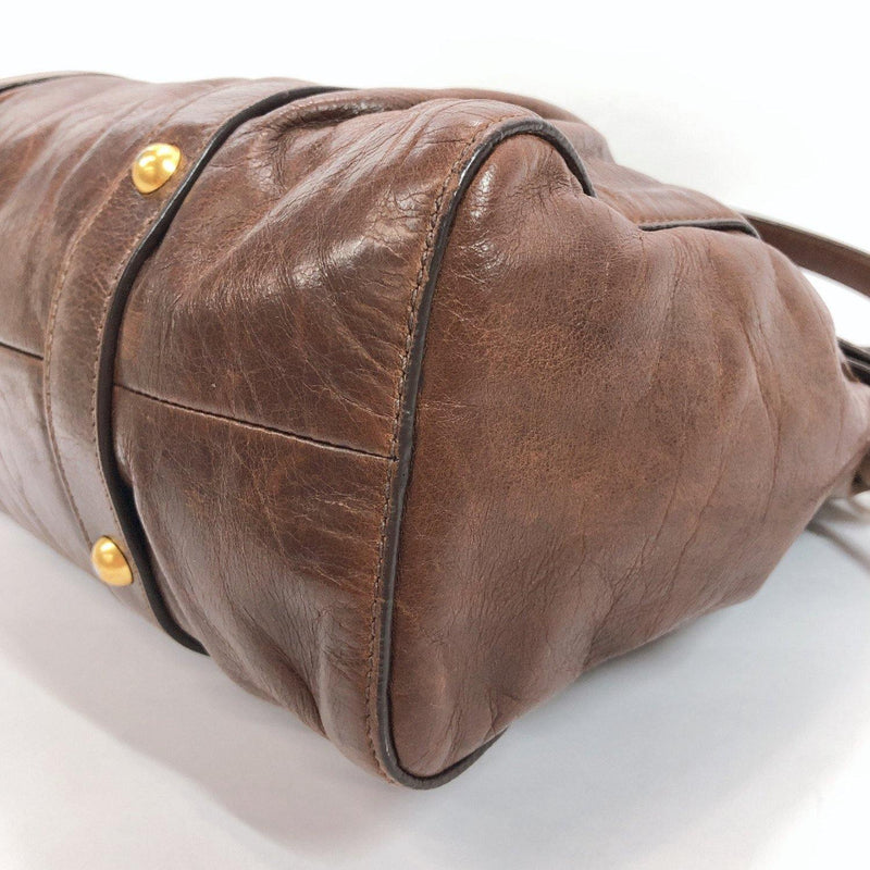 MIUMIU Handbag 2way leather Brown Gold Hardware Women Used - JP-BRANDS.com