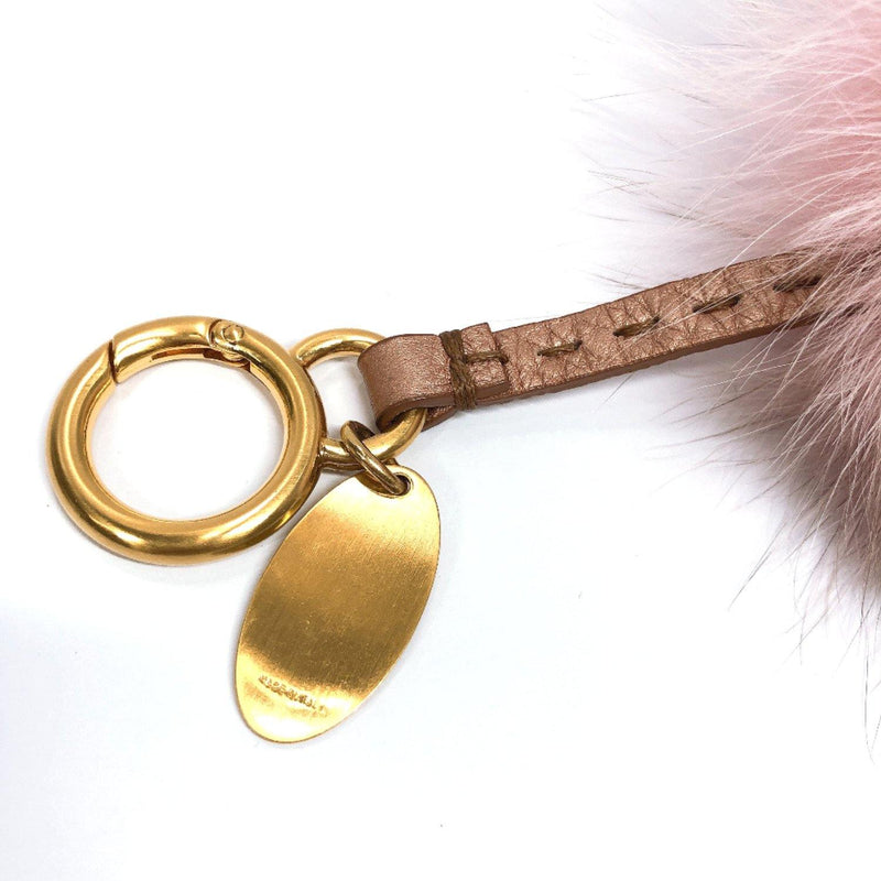 FENDI key ring Pom pom charm Celeria Fox pink Gold Hardware Women Used - JP-BRANDS.com
