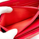 CHANEL purse Matelasse Zip Around Matt caviar skin Red Gold Hardware Women Used - JP-BRANDS.com