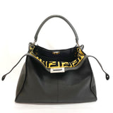 FENDI Handbag 8BN304A Large Peek-A-Boo X-Light Zucca pattern leather/wool Dark brown Women Used - JP-BRANDS.com