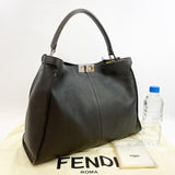 FENDI Handbag 8BN304A Large Peek-A-Boo X-Light Zucca pattern leather/wool Dark brown Women Used - JP-BRANDS.com