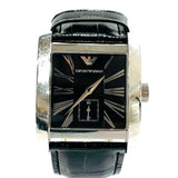 Emporio Armani Watches AR-0180 quartz Stainless Steel/leather Silver black mens Used - JP-BRANDS.com
