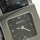 GUCCI Watches 7900P Square guilloche Quartz Stainless Steel/leather black Silver Women Used - JP-BRANDS.com