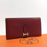 HERMES purse Bean classic Box calf Bordeaux 〇XCarved seal Women Used - JP-BRANDS.com