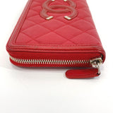 CHANEL purse A84449 Zip Around CC filigree Matt caviar skin/leather Red Gold Hardware Women Used - JP-BRANDS.com