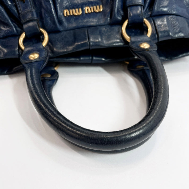 MIUMIU Handbag RT0383 2WAY leather Navy Women Used