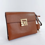 Salvatore Ferragamo Clutch bag 24 9226 vintage leather Brown mens Used