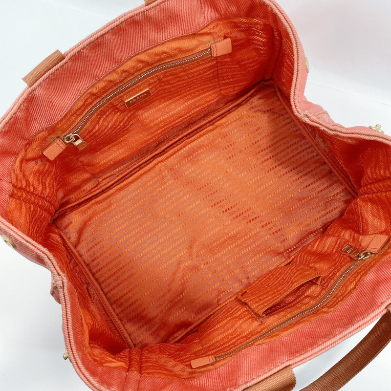 PRADA Tote Bag Canapa L canvas Orange Women Used