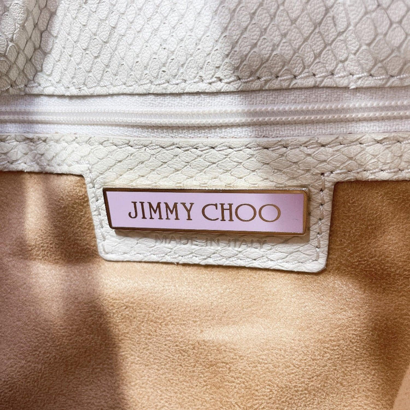 JIMMY CHOO Shoulder Bag leather off white Dark brown Used - JP-BRANDS.com