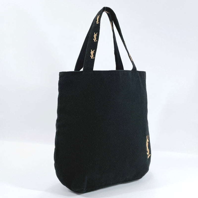 Yves Saint Laurent Novelty Gold Logo Black Canvas Tote bag wz/tag Limited  Rare